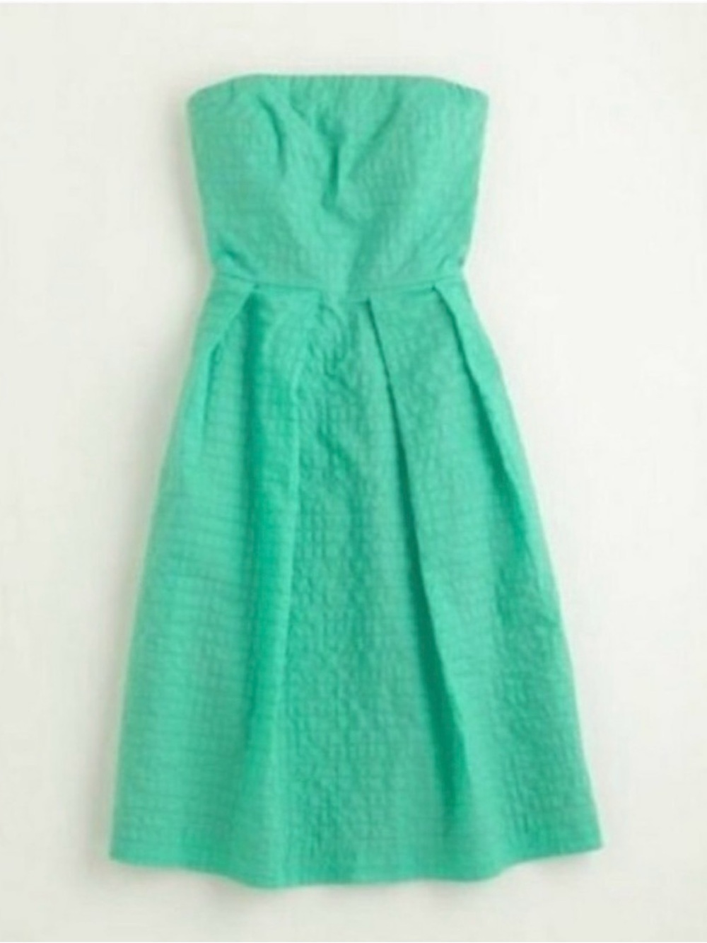J Crew Lorelei Green Strapless Dress Textured Vacation Resortwear‎ Knee Length 6